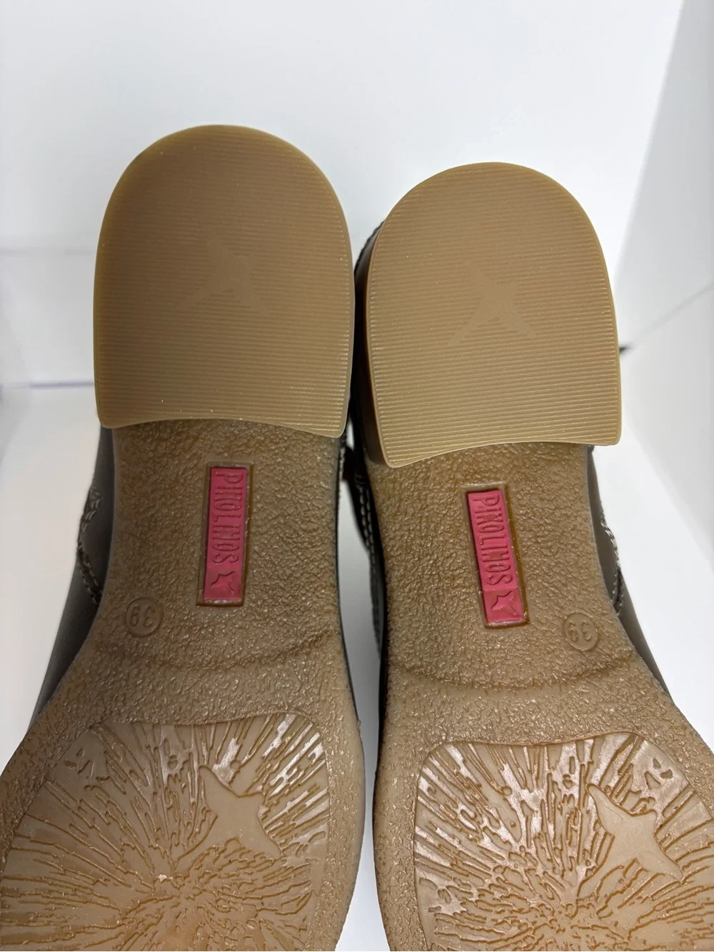 PIKOLINOS Zaragoza Leather Ankle Boots with Tassel Wrap in Moss Brown; Size 39
